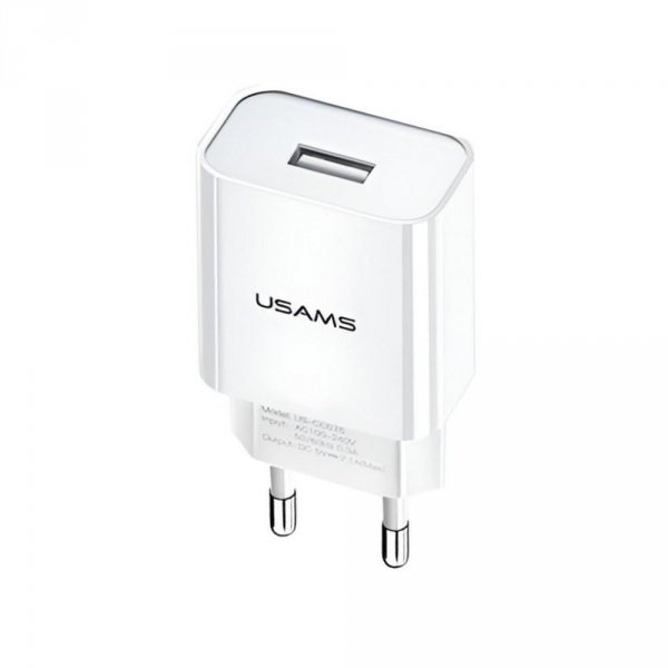 Ładowarka sieciowa Usams T18 2,1A 1xUSB- bez kabla - biała