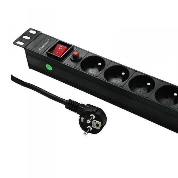 Listwa zasilająca Qoltec do RACK 19&amp;quot; 1U 16A PDU CB 6xSCHUKO 2m