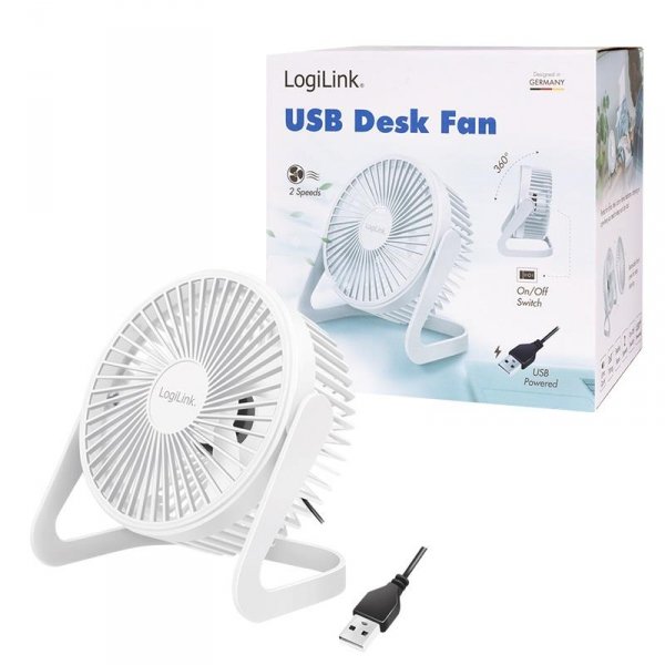 Wentylator USB LogiLink UA0403 biurkowy, 15,24 cm, 40 dB, biały