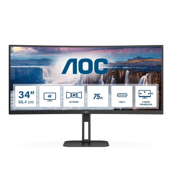 OUTLET: Monitor AOC 34&amp;quot; CU34V5C/BK HDMI DP USB-C głośniki - USZ OPAK