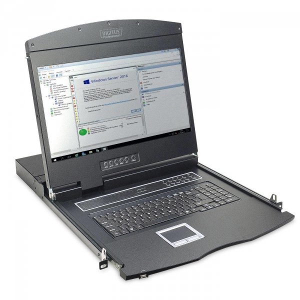 Konsola modułowa 19&amp;quot; LCD DIGITUS z touchpad KVM 16 portów 1U komplet kabli (16xDS-19231) klawiatura US