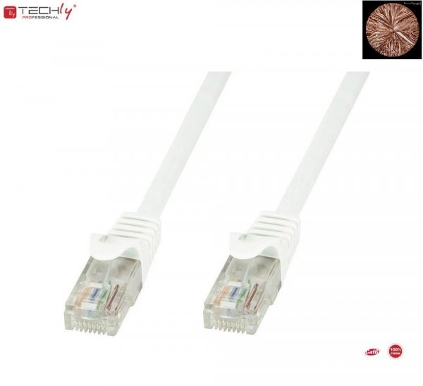 Patchcord 100% miedź TechlyPro Cat.6 U/UTP, 0,5 m, biały