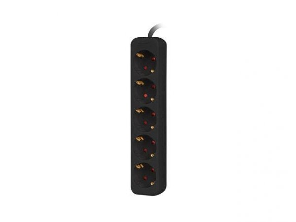 Listwa przedłużacz Lanberg 1,5m czarna 5x 230V Schuko, kabel wykonany z pełnej miedzi
