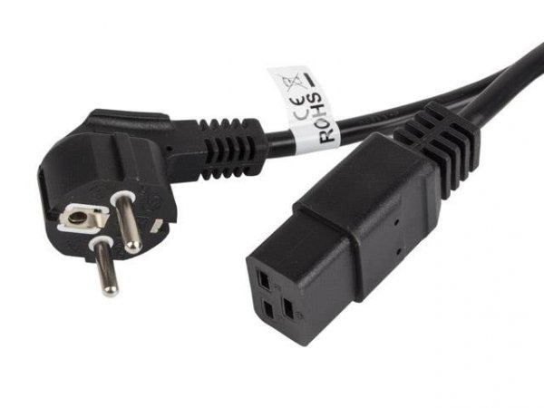 Kabel zasilający Lanberg CEE 7/7 -&amp;gt; IEC 320 C19 (serwerowy) 16A 1,8m VDE czarny