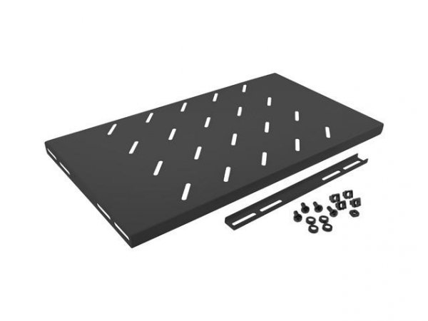 Półka do szaf 19&amp;quot; 450mm czarna Lanberg (1U/486x270mm udźwig do 120kg, montaż 4-punktowy)
