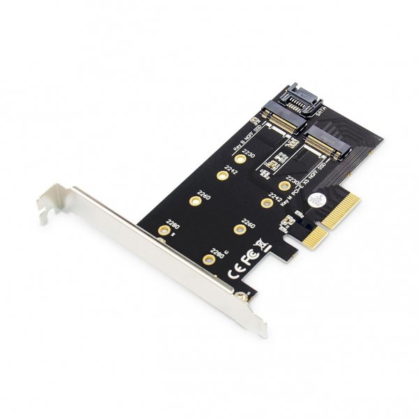 OUTLET: Karta rozszerzeń (Kontroler) DIGITUS M.2 NGFF/NVMe SSD PCIe 3.0 SATA  80, 60, 42, 30 mm - OTW OPAK