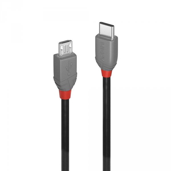 Kabel USB 2.0 LINDY Type C/Micro-B M/M Anthra Line 3m czarny