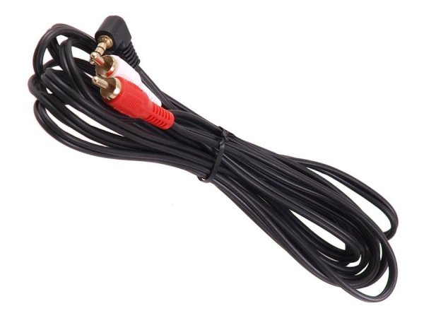 Kabel audio Maclean MCTV-827 kątowy miniJack 3,5mm (M) - 2xRCA (M), 10m, czarny