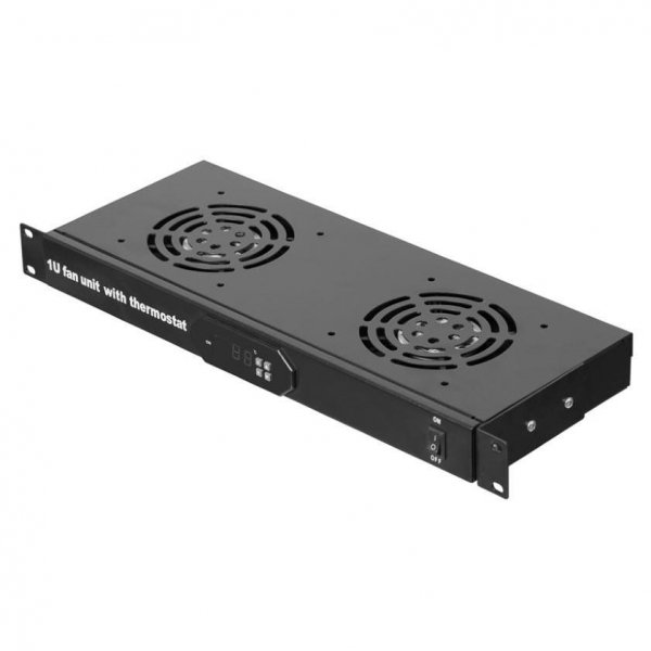 Panel wentylacyjny Netrack 19&amp;quot; 2F z przewodem i termostatem, czarny