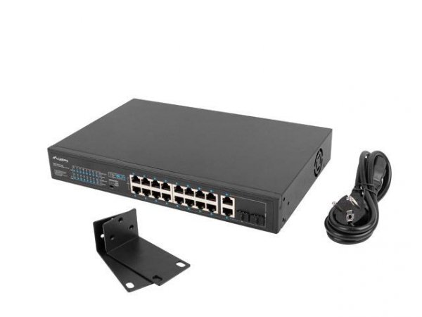Switch niezarządzalny Lanberg 16x 100Mb PoE+/2x Combo Rack 19&amp;quot; Gigabit Ethernet 250W