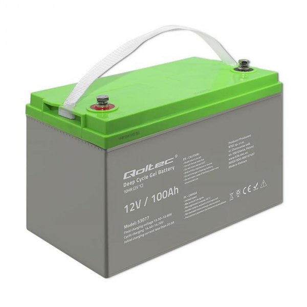 Akumulator żelowy Qoltec Deep Cycle | 12V | 100Ah | 30,5k