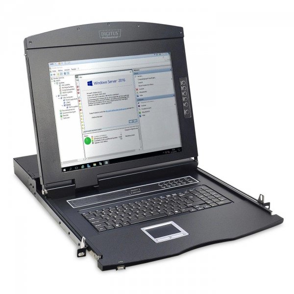 Konsola modułowa 17&amp;quot; LCD DIGITUS z touchpad KVM 16 portów 1U komplet kabli (16xDS-19231) klawiatura US