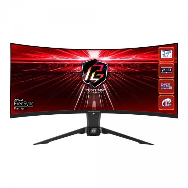 Monitor ASRock 34&amp;quot; Curved Phantom Gaming Monitor PG34WQ15R2B 2xHDMI DP WiFi głośniki 2x2W