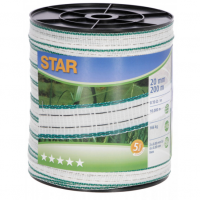 Taśma STAR 200m, 20mm, biało-zielona do pastucha 