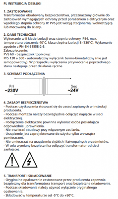 Transformator Farma do poideł podgrzewanych, 300W 230/24V