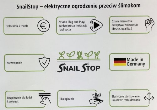 Ogrodzenie elektryczne na ślimaki Snailstop - gotowy zestaw