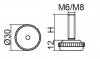 Stopka regulacyjna fi30 - M6x45 - 100 sztuk