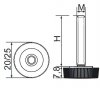 Stopka regulacyjna radełkowa fi25 M10x40 - 4 szt.