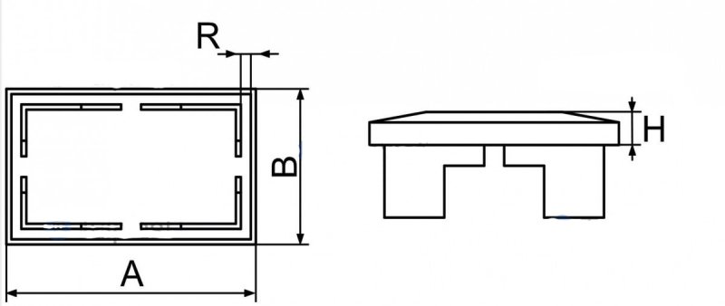 Nasadka wewnętrzna na słupek ogrodzeniowy 40x60 mm - 10 sztuka