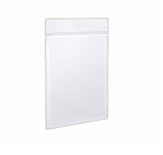 Osłonka cenowa A4 z oczkiem, Kieszeń PCV przezroczysta, Pion