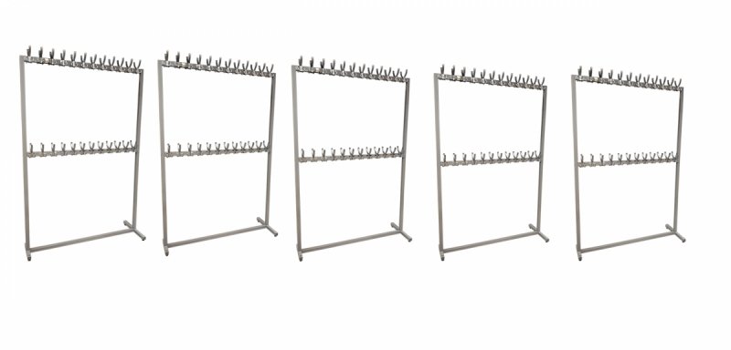Stojaki szatniowe dwupoziomowe 5 szt. –  480 uchwytów 