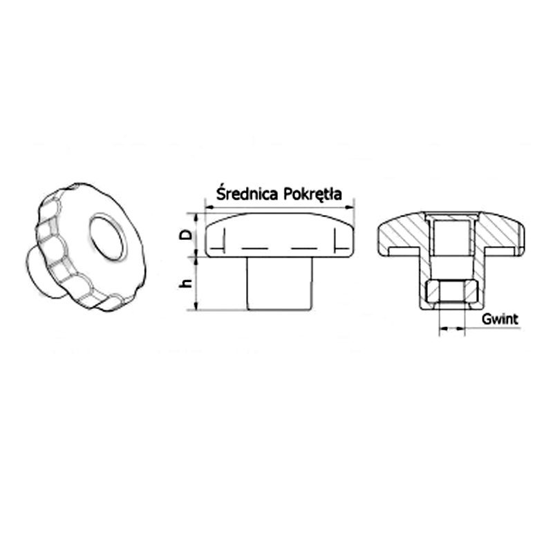 POK-04 Pokrętło gwiazdowe fi64 M10