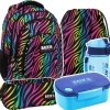 ZESTAW 5 el. Plecak szkolny młodzieżowy BackUP 26 L KOLOROWA ZEBRA  (PLB6A35SET5CZ)