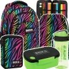 ZESTAW 5 el. Plecak szkolny młodzieżowy BackUP 26 L KOLOROWA ZEBRA (PLB6A35SET5CZ)