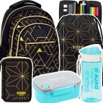 ZESTAW 5 el. Plecak szkolny młodzieżowy BackUP 26 L złote wzory, GEOMETRIC GOLD (PLB6O23SET5CZ)