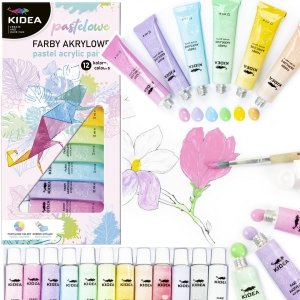 Farby akrylowe pastelowe 12 kolory KIDEA (FAAP12KA) 