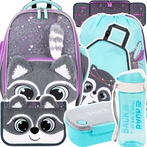 ZESTAW 6 el. Tornister Plecak wczesnoszkolny BAMBINO szop, RACOON B8 (63659SET6CZ)