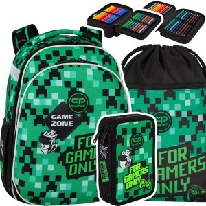 ZESTAW 3 el. Tornister Plecak CoolPack TURTLE  25 L gra, GAME ZONE (F015826SET3CZ)