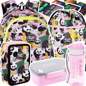 ZESTAW 5 el. Plecak wczesnoszkolny CoolPack JERRY 21 L pandy, PANDA GANG (F029829SET5CZ)