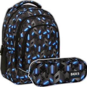 ZESTAW 2 el. Plecak szkolny młodzieżowy BackUP 26 L wzory 3D, RIDDLE (PLB6X44SET2CZ)