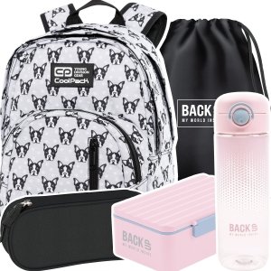 ZESTAW 5 el. Plecak CoolPack DISCOVERY 27 L buldogi, FRENCH BULLDOGS (C38247SET5CZ)