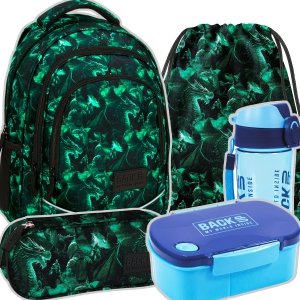 ZESTAW 5 el. Plecak szkolny młodzieżowy BackUP 26 L smok, LEGEND DRAGON (PLB6X51SET5CZ)