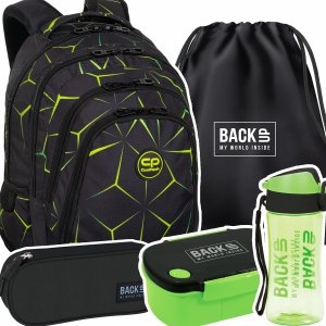 ZESTAW 5 el. Plecak CoolPack DRAFTER 28 L zielone wzory, QUAKE (F010750SET5CZ)