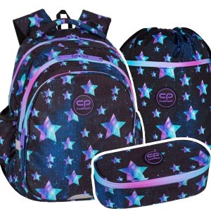 ZESTAW 3 el. Plecak wczesnoszkolny CoolPack JERRY 21 L gwiazdy, STAR NIGHT (F029830SET3CZ)