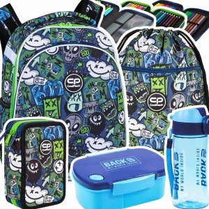 ZESTAW 5 el. Tornister Plecak CoolPack TURTLE  25 L potworki, MONSTER TEAM (F015824SET5CZ)