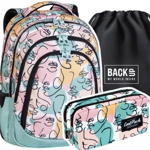 ZESTAW 3 el. Plecak CoolPack DRAFTER 28 L twarze, ART DECO (E10576SET3CZ)