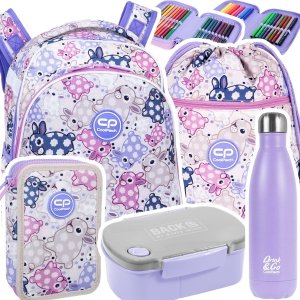 ZESTAW 5 el. Tornister Plecak CoolPack TURTLE  25 L króliczki, WHITE BUNNY (F015833SET5CZ)