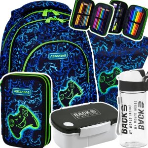 ZESTAW 5 el. Plecak wczesnoszkolny 15 L ASTRABAG gra pady, GAMING (502024016SET5CZ)