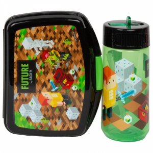 Zestaw bidon i śniadaniówka w kartoniku GAME LEVEL dla fana gry MINECRAFT BackUP (ZSBADF35)