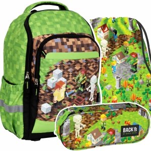 ZESTAW 3 el. Plecak szkolny GAME LEVEL dla fana gry MINECRAFT (PLSZDF35SET3CZ)