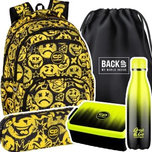 ZESTAW 5 el. Plecak CoolPack PICK  23 L emotikony, BE HAPPY (F099808SET5CZ)