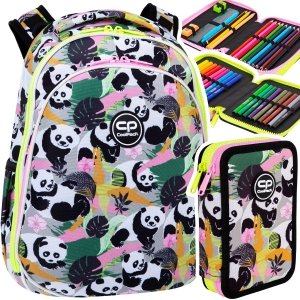 ZESTAW 2 el. Tornister Plecak CoolPack TURTLE  25 L pandy, PANDA GANG (F015829SET2CZ)