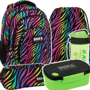 ZESTAW 5 el. Plecak szkolny młodzieżowy BackUP 26 L KOLOROWA ZEBRA  (PLB6A35SET5CZ)