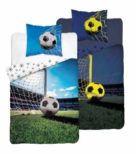 Pościel świecąca w ciemności FOOTBALL Piłka nożna 140 x 200 cm (5413A)