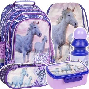ZESTAW 5 el. Plecak szkolny I Love Horses KONIE (PL15BKO25SET5CZ)