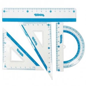 Zestaw geometryczny 4 el. 15 cm COLORINO School niebieski (39606)